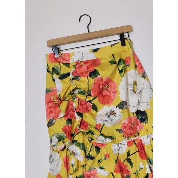 PARKER Coraline Skirt Yellow Floral Ruffles Lemon Wildflower Poplin Size 6 - Picture 4 of 16